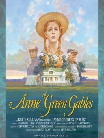 Anne of Green Gables poster with aqua Victorian background