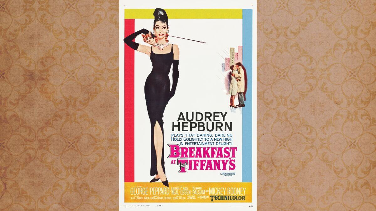 Breakfast at Tiffany's poster with Victorian background