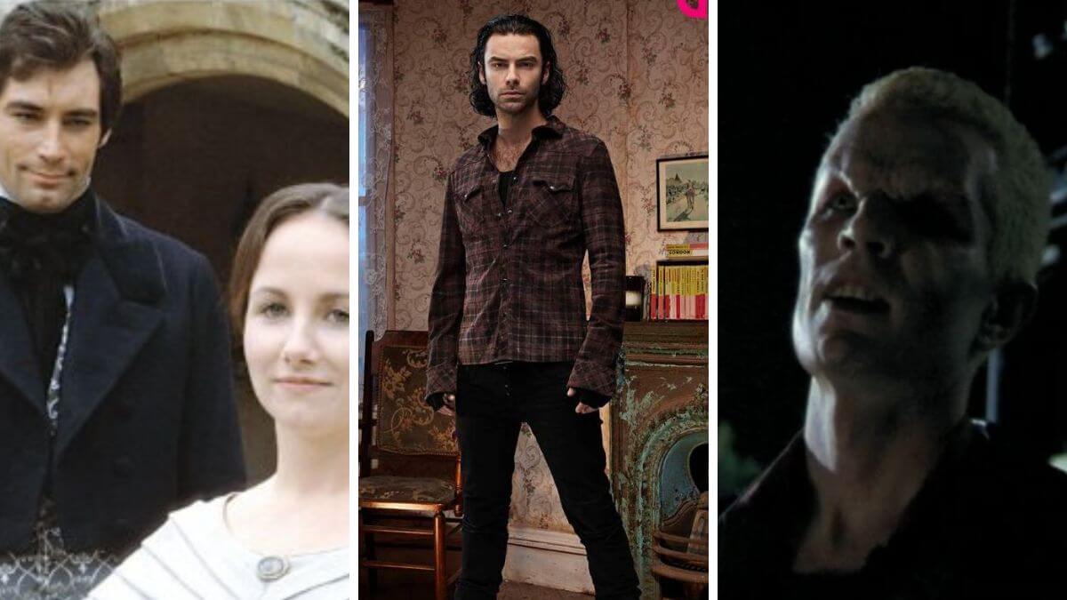 Byronic Heroes on Television collage: Jane Eyre 1983, Mitchell in Being Human, and Spike from Buffy the Vampire Slayer.