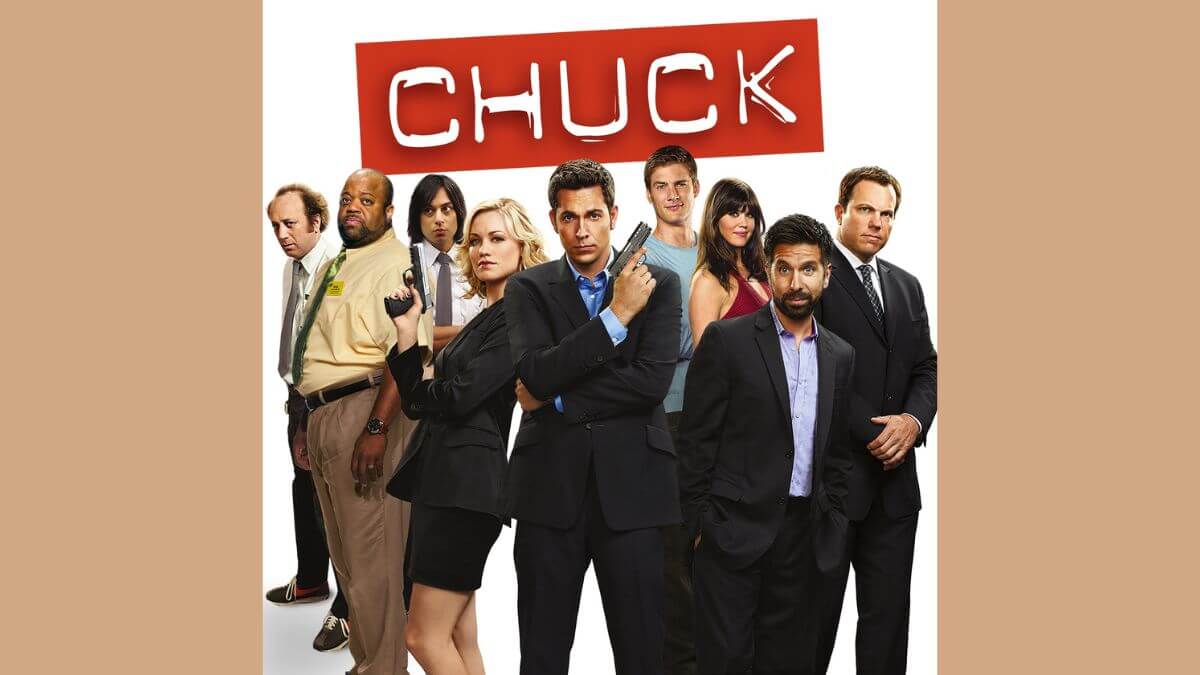 The cast of Chuck in a promo poster