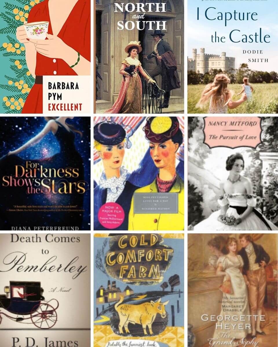 collage of book covers of books and authors like jane austen