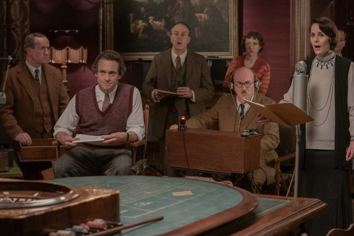 (l-r.) Hugh Dancy stars as Jack Barber, Kevin Doyle as Mr. Molesley, Alex MacQueen as Mr. Stubbins and Michelle Dockery as Lady Mary