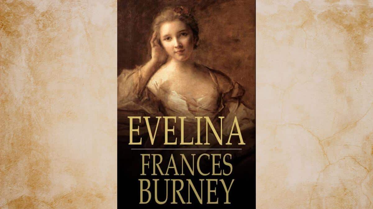 Evelina by frances burney book cover with a gold background