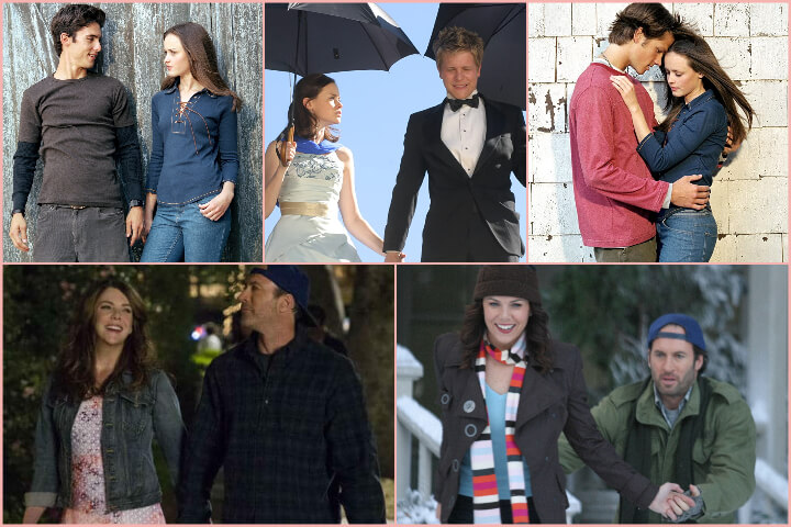 Gilmore Girls collage; romantic tv shows to binge-watch