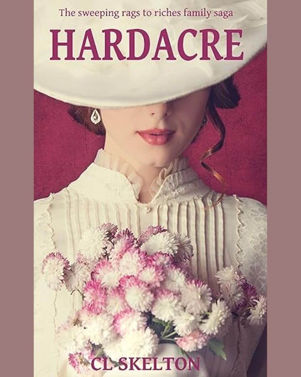 Hardacre book cover with pinkish tan color behind it