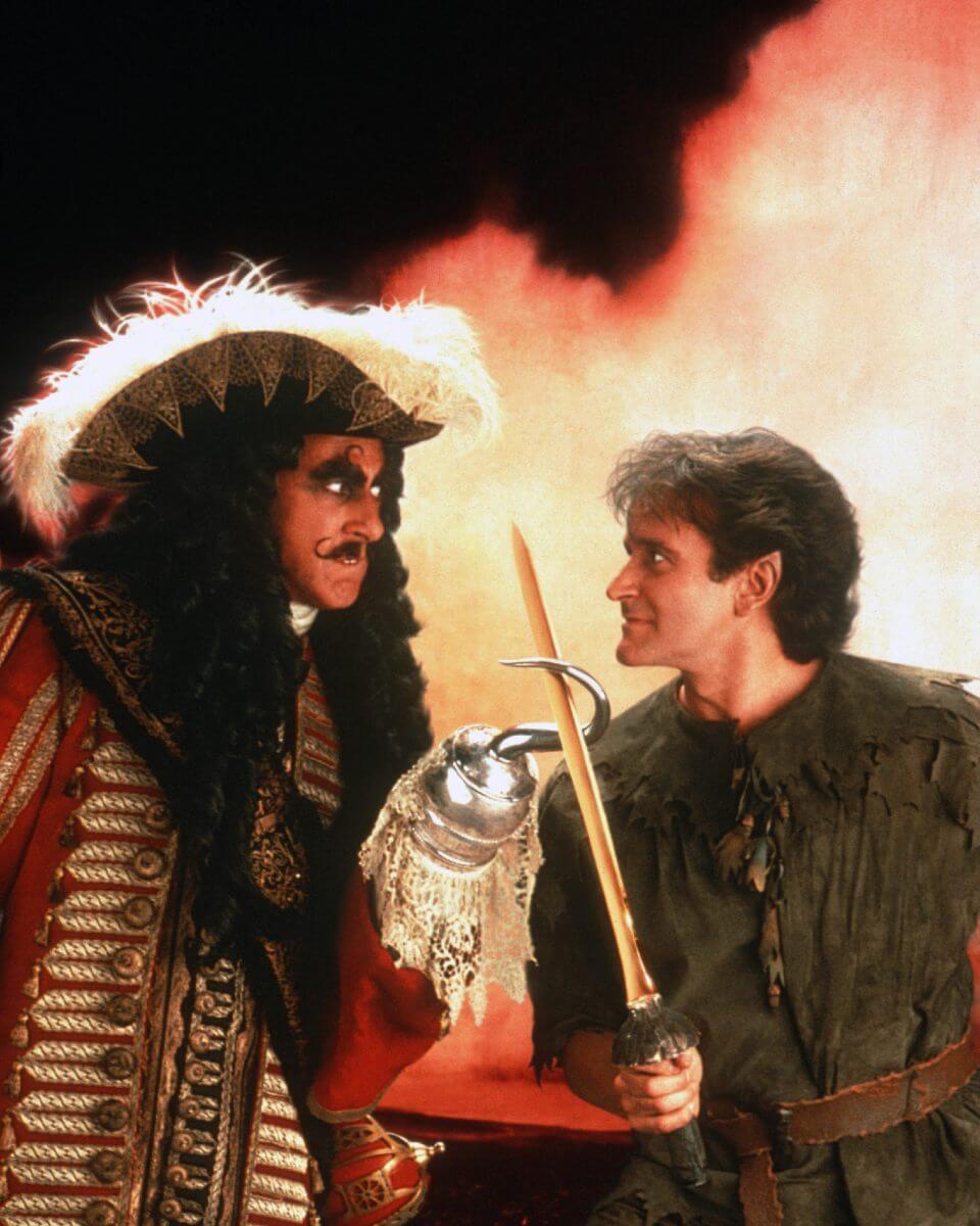 Hook 1991 promo photo of Hook and Peter Pan