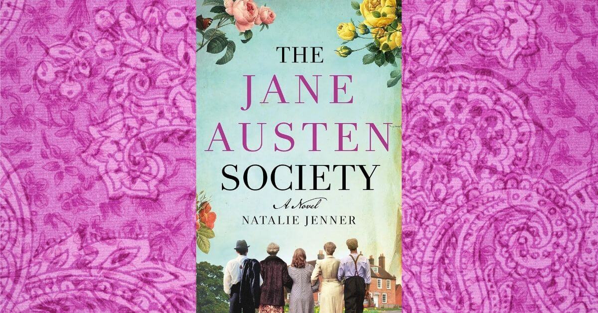 The Jane Austen Society book cover on a pink Victorian background