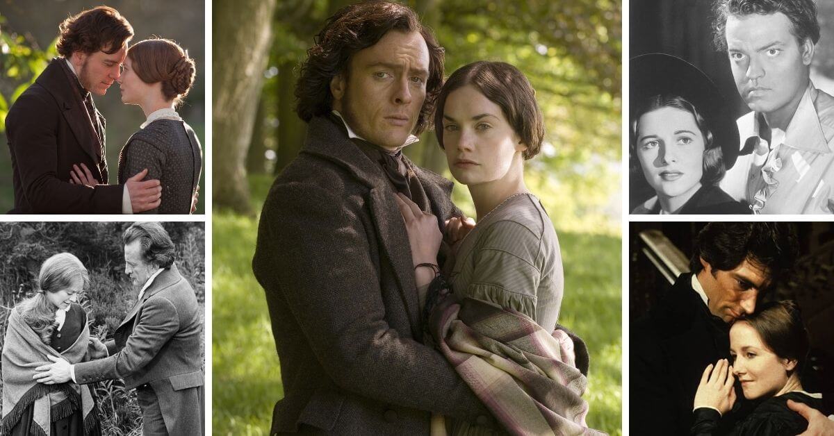 jane eyre movies and adaptations featured image; montage of adaptations