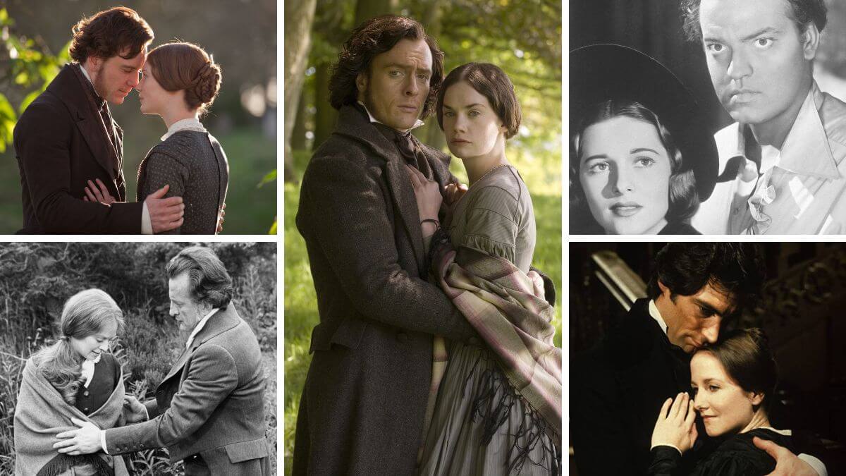 Jane eyre movies collage with the 2006 film in the center.