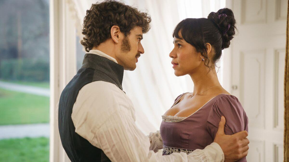 Zawe Ashton as Julia Thistlewaite and Theo James as Captain Henry Ossory.