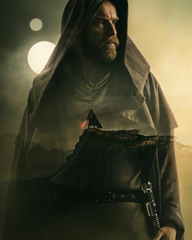 obi-wan kenobi TV show promo photo with Obi-Wan and Darth Vader