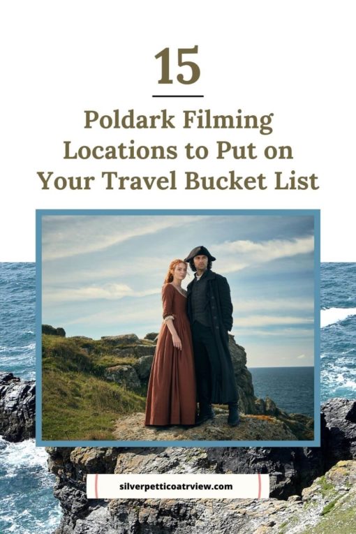 15 Poldark Filming Locations to Put on Your Bucket List; pinterest image with Poldark promo image and St. Agnes Head