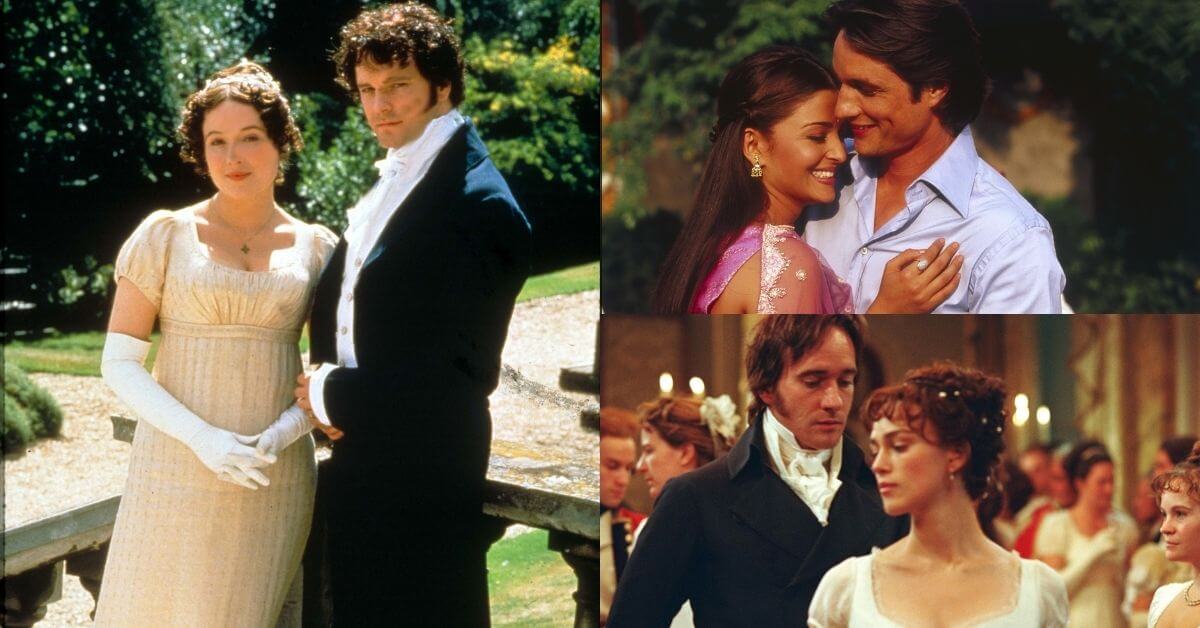 pride and prejudice adaptations featured image; collage of three different adaptations