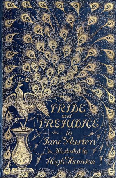 Pride and prejudice book cover with peacock