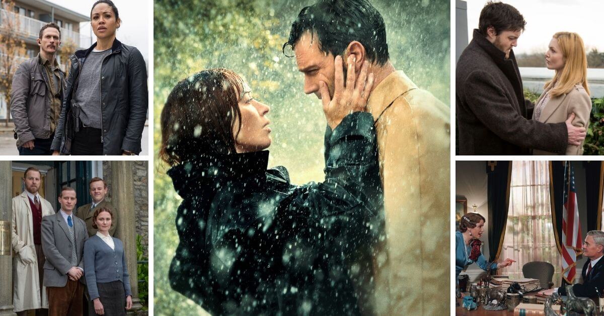 Wild Mountain Thyme publicity still with Emily Blunt and Jamie Dornan in the rain