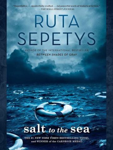 Salt to the Sea by Ruta Sepetys book cover with a dark blue gothic background