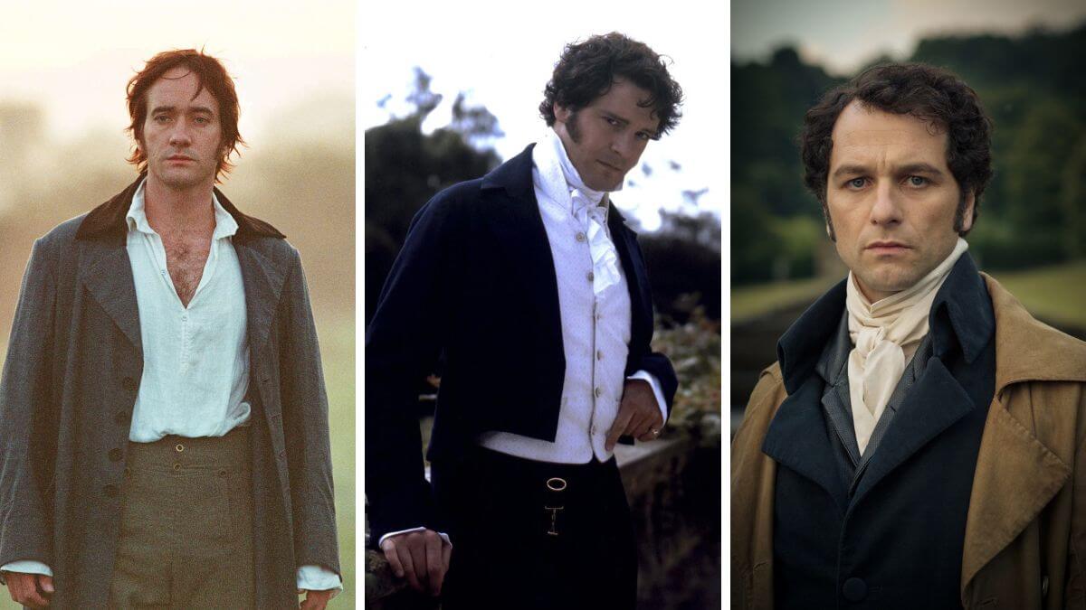 the best mr darcy actors featured image with Matthew Macfadyen, Colin Firth, and Matthew Rhys.