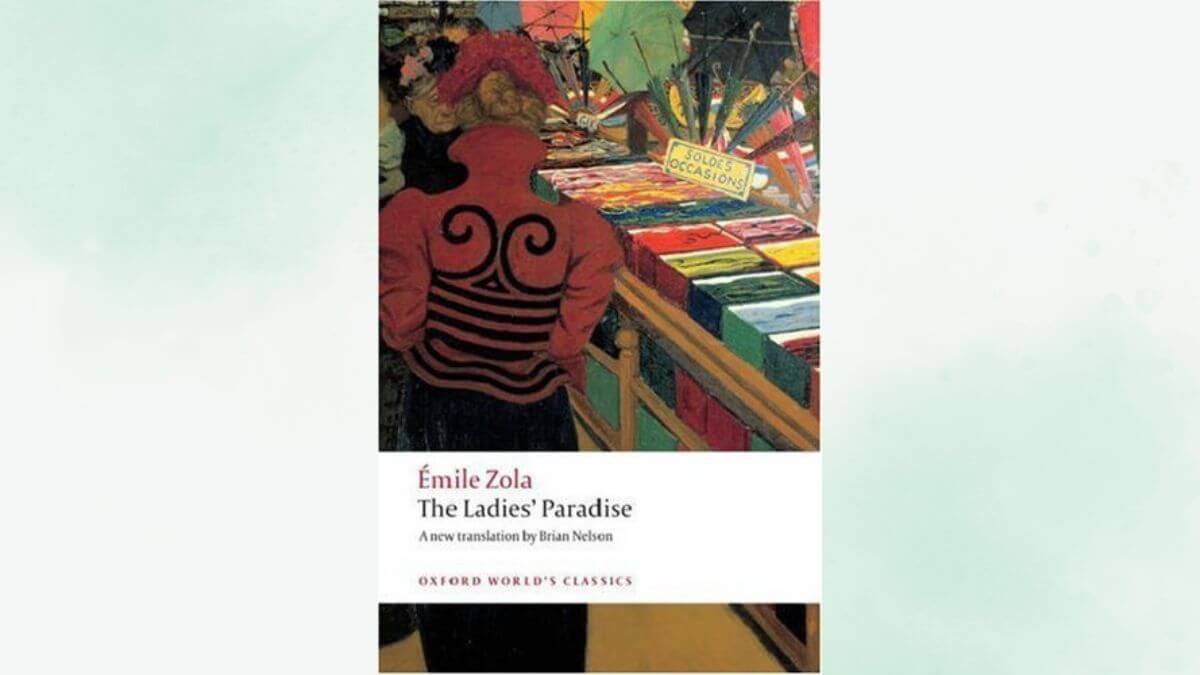 the ladies' paradise book cover with a green background