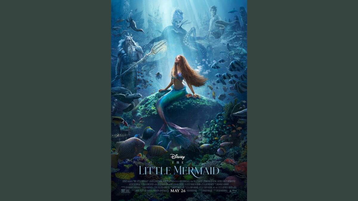 The Little Mermaid 2023 poster showing Ariel under the sea