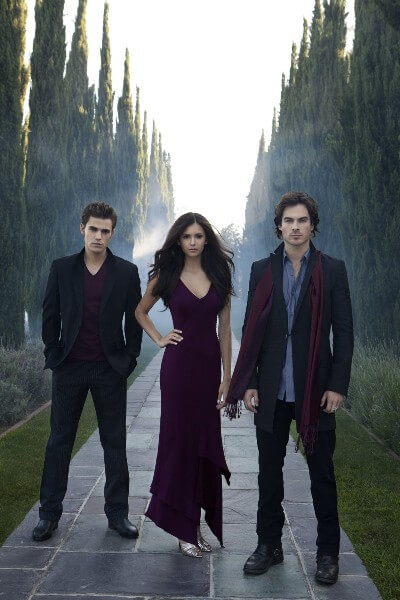 The Vampire Diaries promo photo with Stefan, Elena and Damon