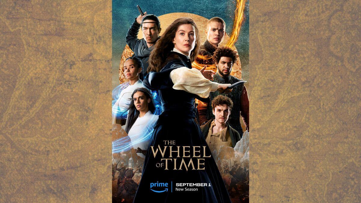 The Wheel of Time Review featured image showing an Amazon promotional poster with the cast.