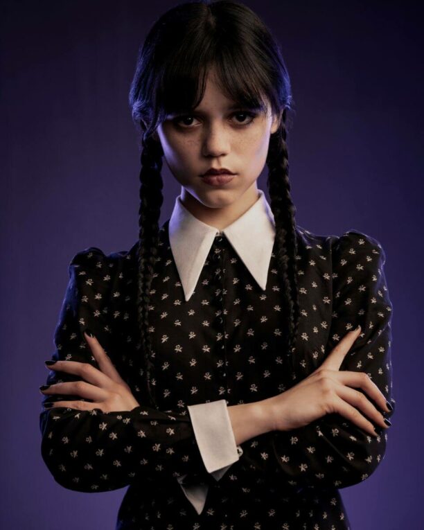 Wednesday on Netflix promo photo of Jenna Ortega