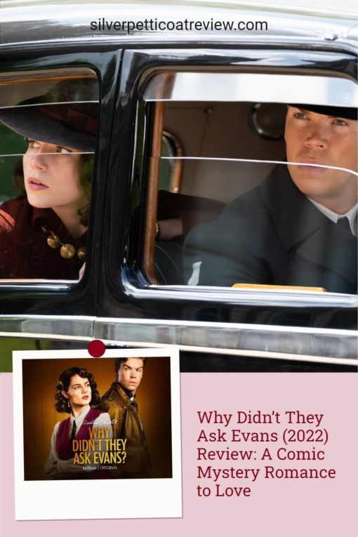 Why Didn’t They Ask Evans (2022) Review: A Comic Mystery Romance to Love; pinterest image